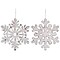 Transpac Large Metal Snowflake Ornament Set of 2, White Christmas Tree Ornaments, Metal, 12in x 10.25in, Indoor Use, Holiday Decor